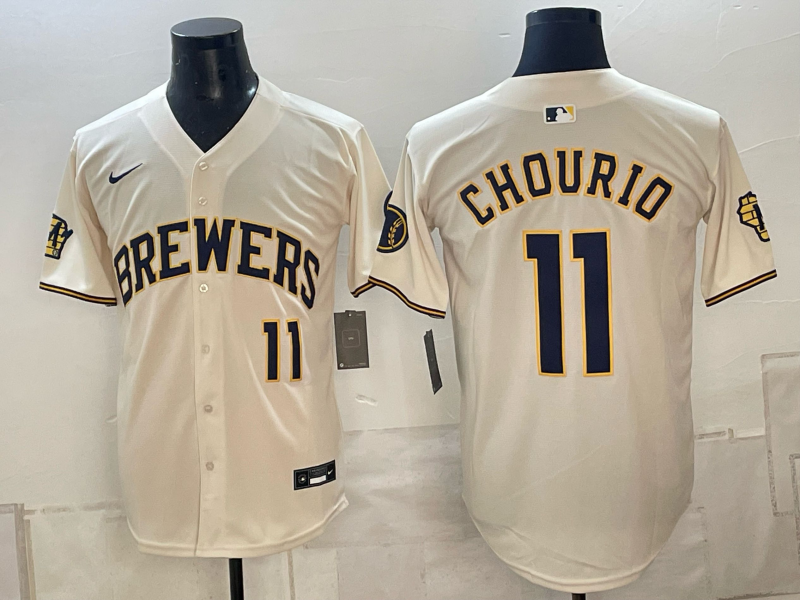 Men Milwaukee Brewers #11 Chourio cream Nike 2026 World Series MLB jersey 102302->milwaukee brewers->MLB Jersey